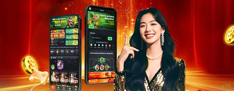 Imagem promocional do cassino online da p755 mostrando jogos ao vivo